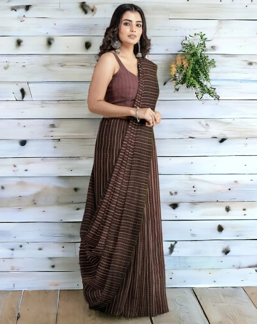 Brown velthari type chettinad cotton saree