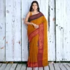 Chettinad cotton saree golden yellow with ganga jamuna border
