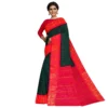 Green sungudi cotton saree with red zari border
