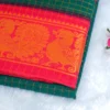 Green sungudi cotton saree with red zari border
