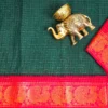 Green sungudi cotton saree with red zari border