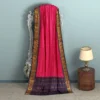 Red sungudi cotton saree with dark blue border