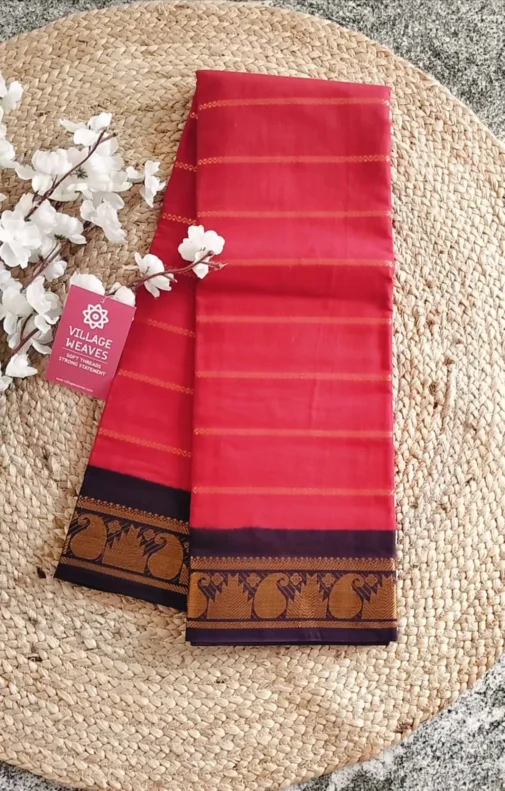 Velthari sungudi red colour without blouse