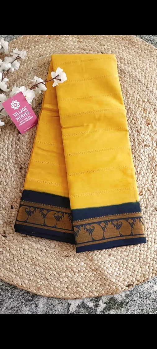 Velthari sungudi yellow colour without blouse