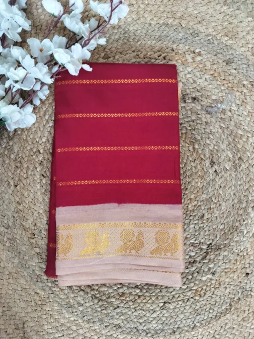 Velthari sungudi saree cherry red colour